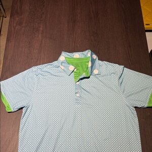 Blue and Green Men's Polo Shirt